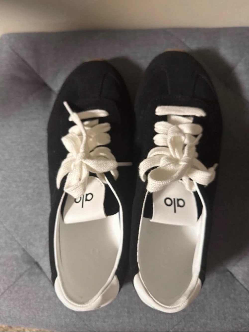 ALO Yoga Black Suede Sneakers with White Laces - Picture 6 of 7